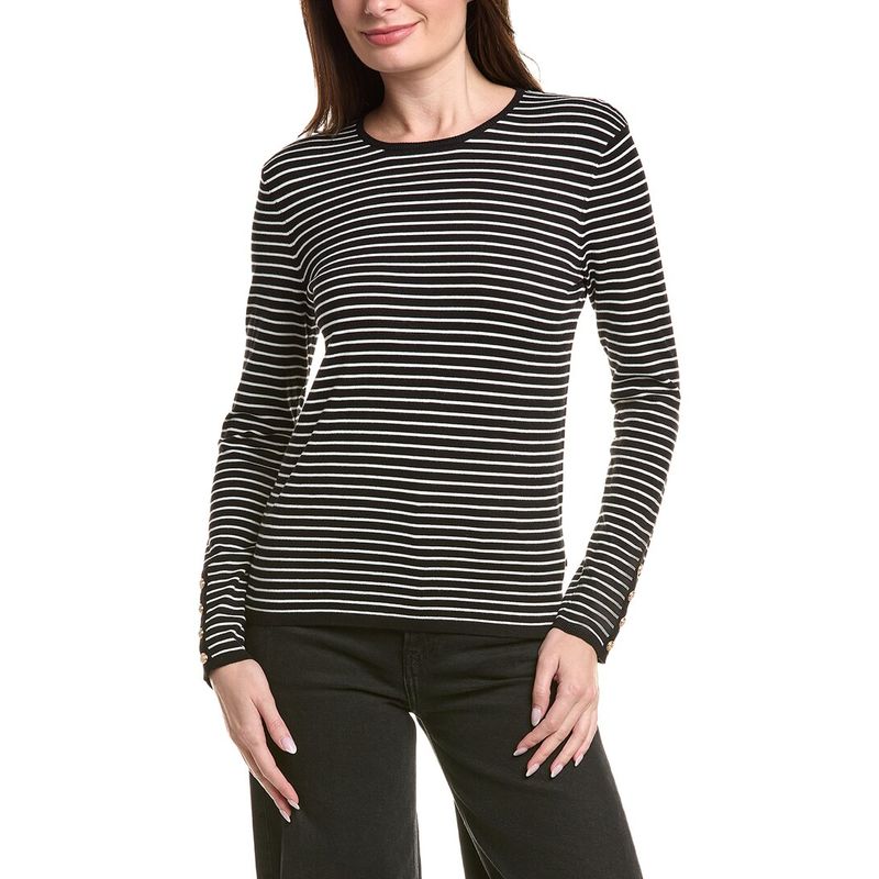 English Factory Womens Stripe Sweater, Black